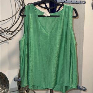 ‼️REDUCED‼️LOFT Vibrant Green V-Neck Blouse